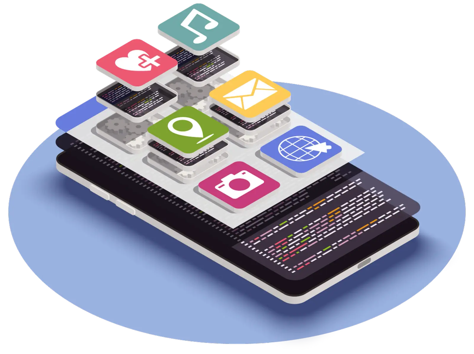 Mobile app development illustration — Fruxinfo