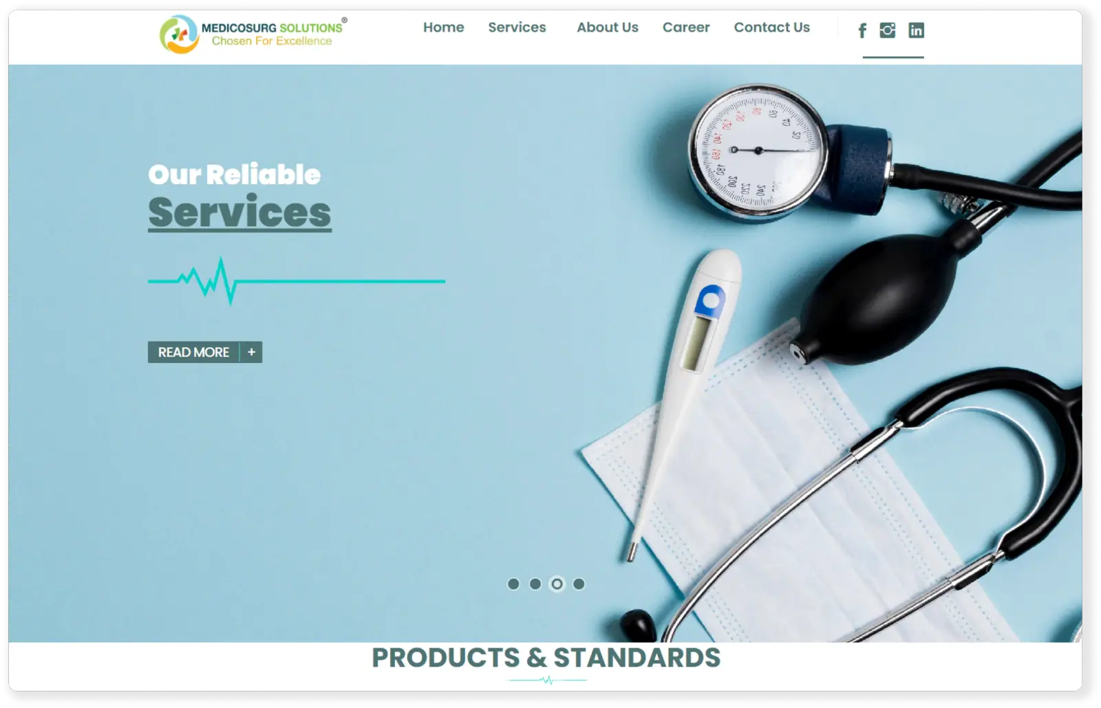 Medicosurg Solutions website portfolio screenshot — Fruxinfo