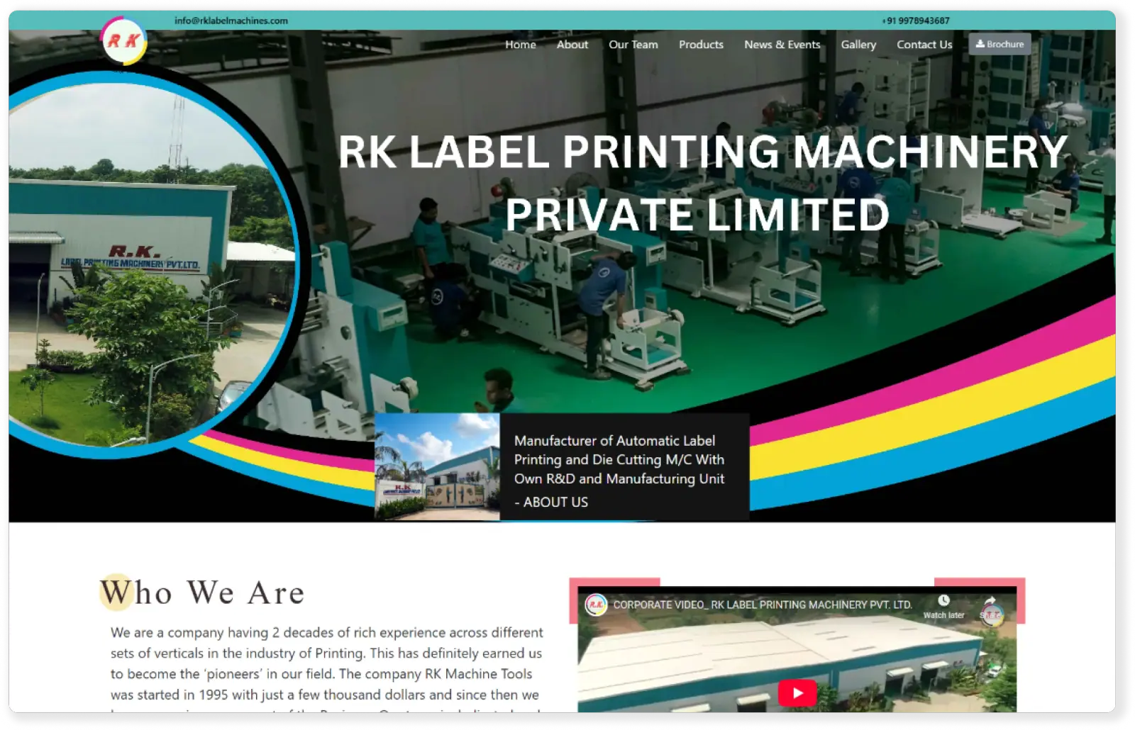RK Label Machines website portfolio screenshot — Fruxinfo